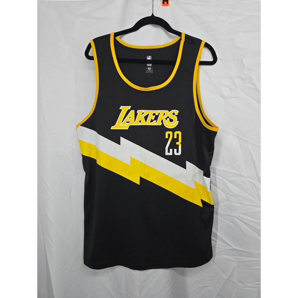 NBA Los‎ Angeles Lakers LeBron James 23 Jersey Tank Top Mens Large Black Yellow